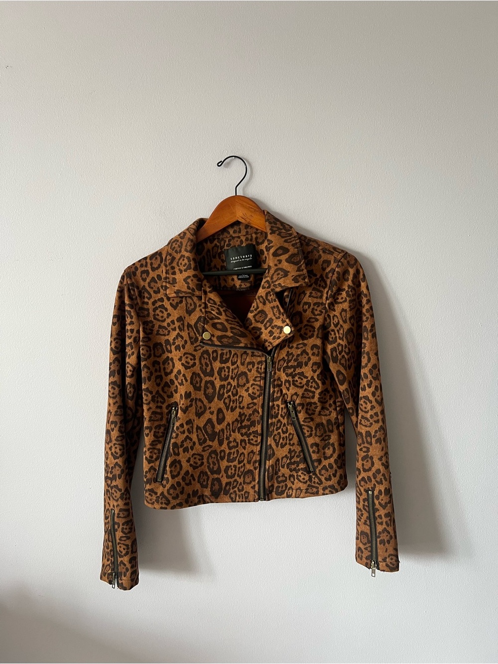 Sanctuary Leopard Print Moto Jacket